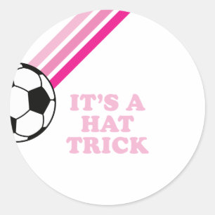 Soccer Pink Stripes Hat versucht Geburtstag Runder Aufkleber