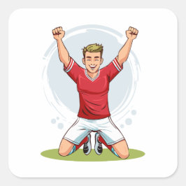 Soccer player man quadratischer aufkleber