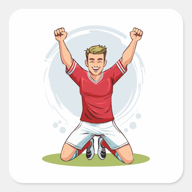 Soccer player man quadratischer aufkleber (Vorderseite)