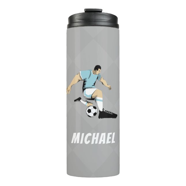 Soccer Player Personalisiert Modernes, trendiges D Thermosbecher (Vorderseite)
