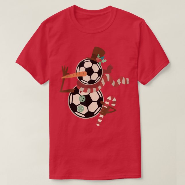 Soccer Player Snowman Xmas PJs Weihnachts Pajamas  T-Shirt (Design vorne)