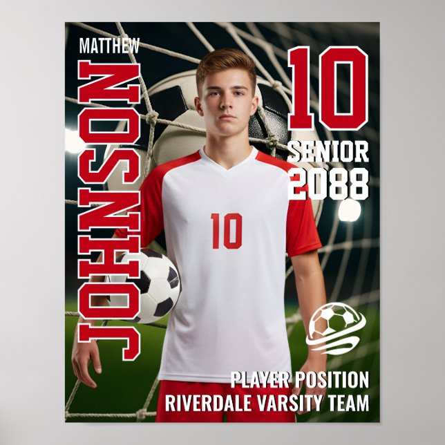 Soccer Player Team Photo Custom Sports Senior Poster (Vorne)