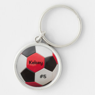 Soccer Red White and Black Key Ring Schlüsselanhänger