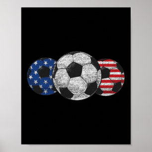 Soccer Red White Blue American Flag 4. Juli Poster