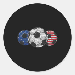 Soccer Red White Blue American Flag 4. Juli Runder Aufkleber