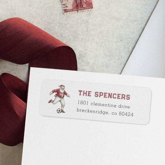 Soccer Santa Christmas Return Address (Von Creator hochgeladen)