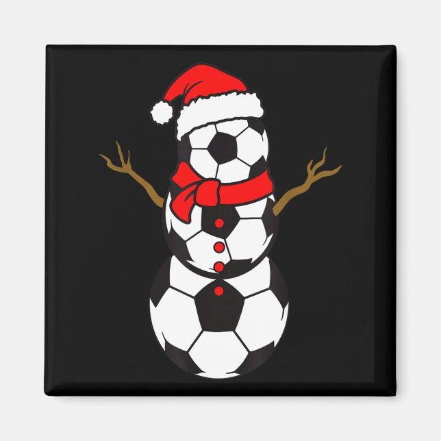Soccer Santa Hat Snowman Xmas Funny Soccer Lover C Magnet (Vorne)