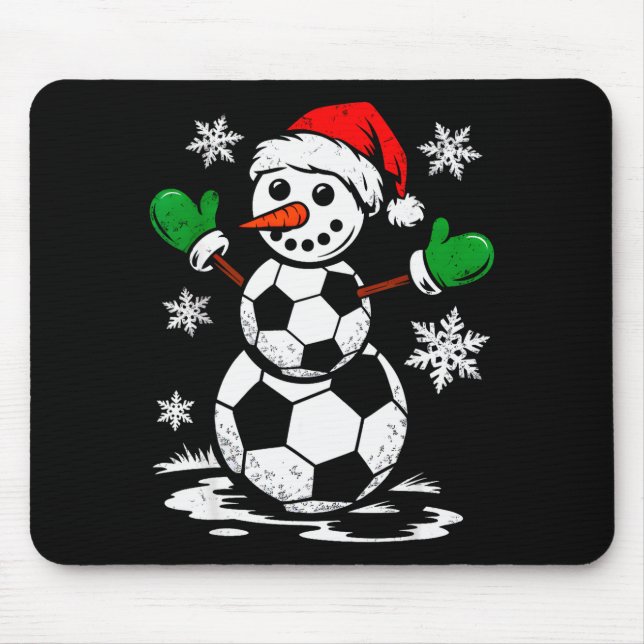 Soccer Santa Hat Snowman Xmas Funny Soccer Lover C Mousepad (Vorne)