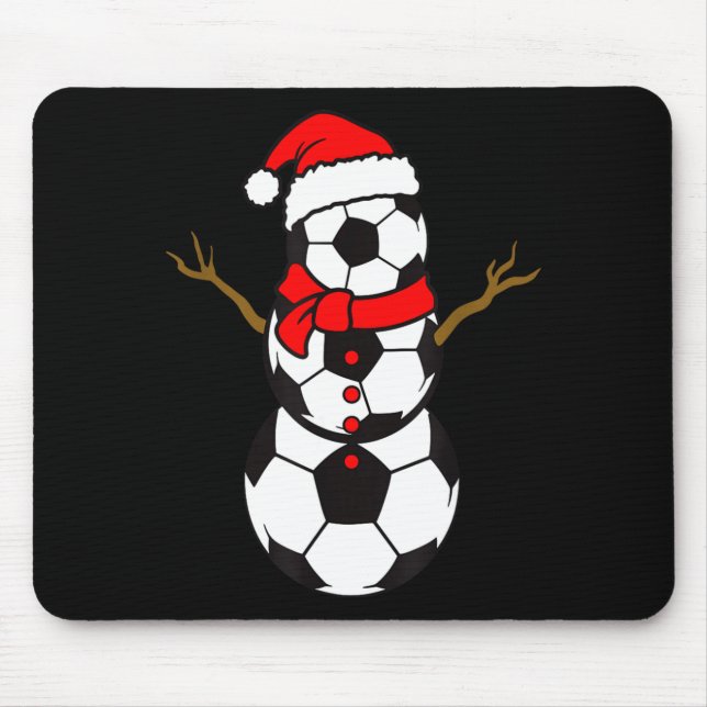 Soccer Santa Hat Snowman Xmas Funny Soccer Lover C Mousepad (Vorne)