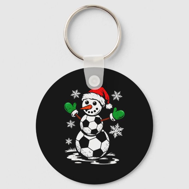 Soccer Santa Hat Snowman Xmas Funny Soccer Lover C Schlüsselanhänger (Vorderseite)