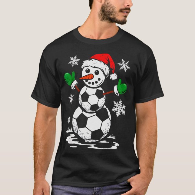 Soccer Santa Hat Snowman Xmas Funny Soccer Lover C T-Shirt (Vorderseite)