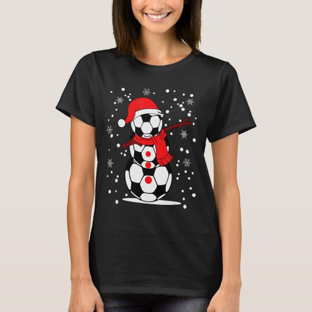 Soccer Santa Hat Snowman Xmas Funny Soccer Lover C T-Shirt (Vorderseite)