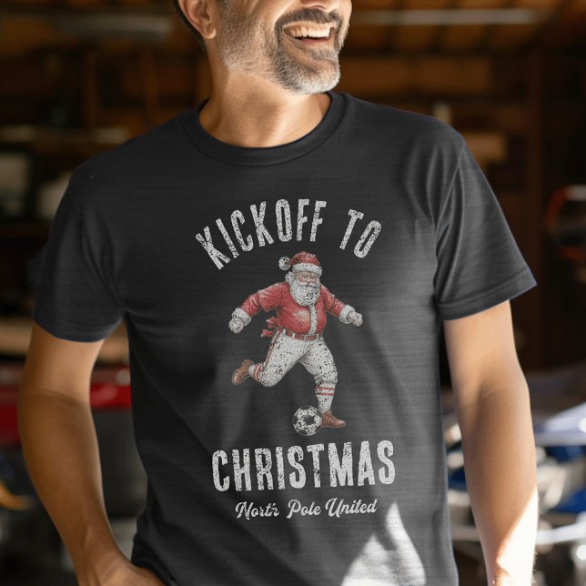 Soccer Santa “Kickoff to Christmas” Holiday Tri-Blend Shirt (Von Creator hochgeladen)