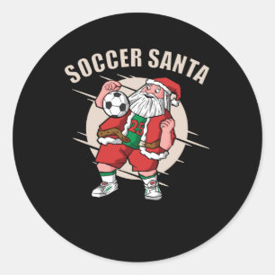 Soccer Santa Runder Aufkleber