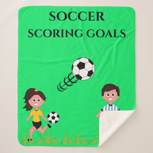 SOCCER "SCORING GOALS" BLANKET FÜR KINDER! SHERPADECKE (Vorderseite)