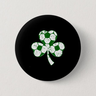 Soccer shamrock st patricks day saint paddys men button