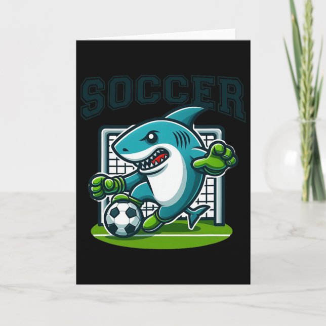 Soccer Shark Playing Soccer  Karte (Vorderseite)