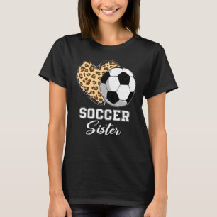 Soccer Sister Leopard Herzmütter Tag T-Shirt