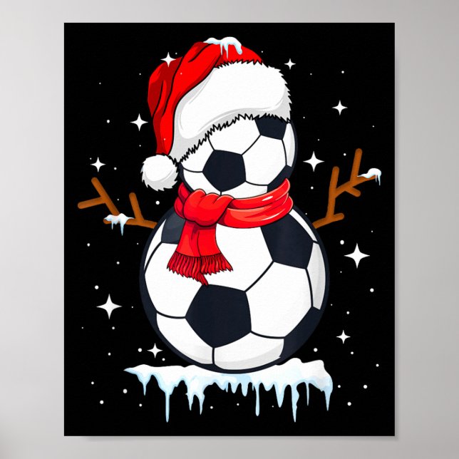 Soccer Snowman Apparel, Funny Santa Christmas Men  Poster (Vorne)