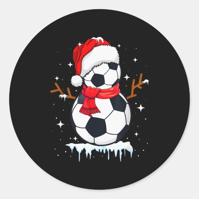 Soccer Snowman Apparel, Funny Santa Christmas Men  Runder Aufkleber (Vorderseite)