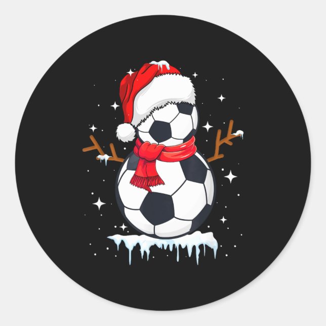 Soccer Snowman Apparel, Funny Santa Christmas Men  Runder Aufkleber (Vorderseite)
