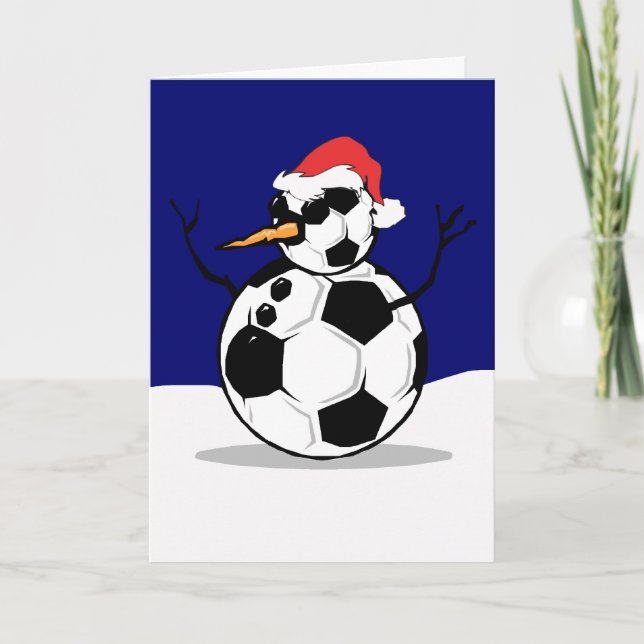Soccer Snowman Feiertagskarte (Vorderseite)