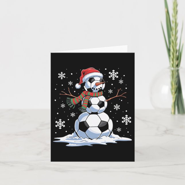 Soccer Snowman Soccer Weihnachtsmannmütze Weihnach Karte (Vorderseite)