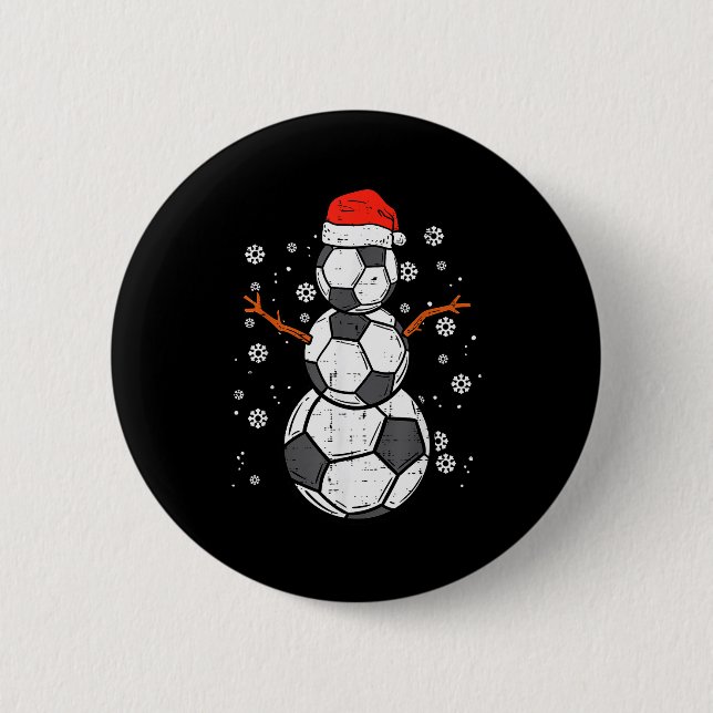 Soccer Snowman Xmas Christmas Srts Boys Girls  Button (Vorderseite)