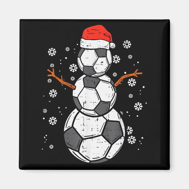 Soccer Snowman Xmas Christmas Srts Boys Girls  Magnet (Vorne)