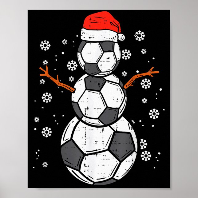 Soccer Snowman Xmas Christmas Srts Boys Girls  Poster (Vorne)