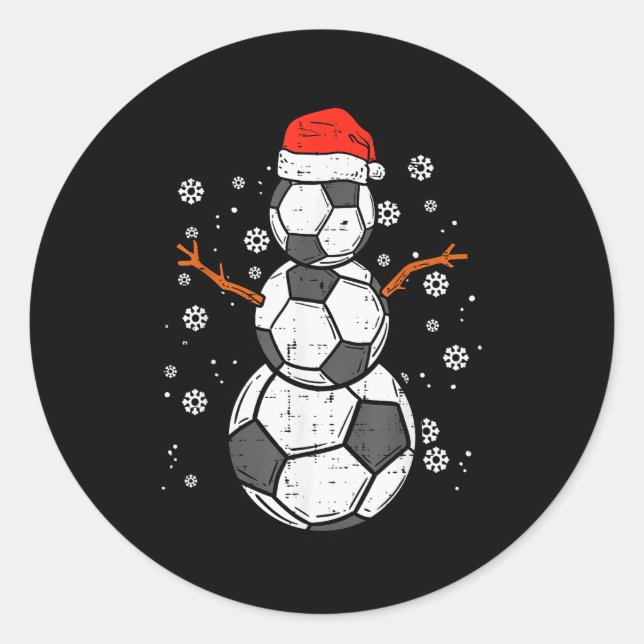 Soccer Snowman Xmas Christmas Srts Boys Girls  Runder Aufkleber (Vorderseite)