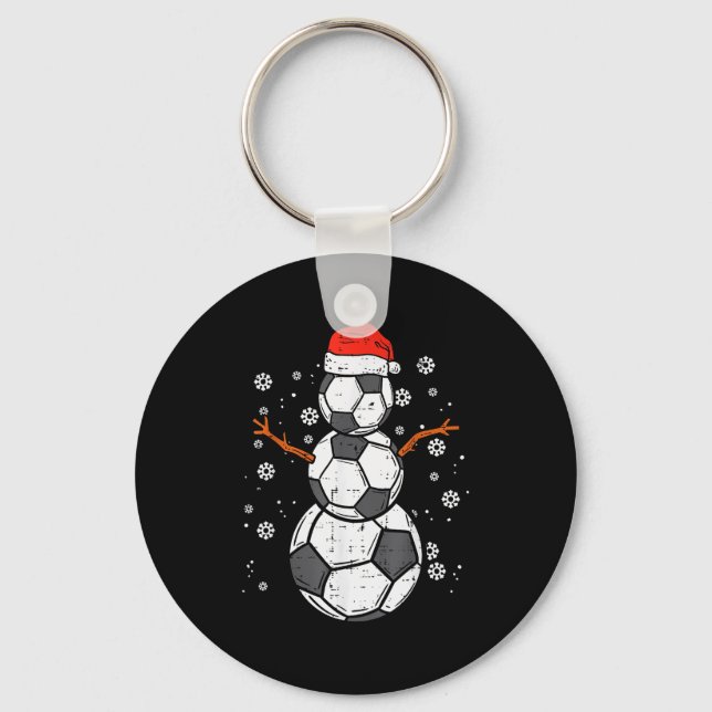Soccer Snowman Xmas Christmas Srts Boys Girls  Schlüsselanhänger (Vorderseite)
