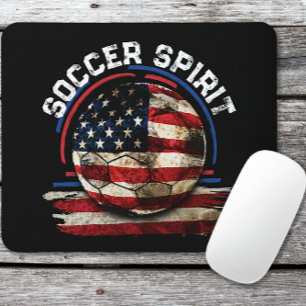 Soccer Spirit USA, Soccer Player Usa Patriotism Mousepad