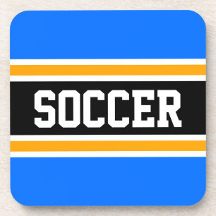 SOCCER Sporty Blue Yellow Black Racing Streifen Getränkeuntersetzer