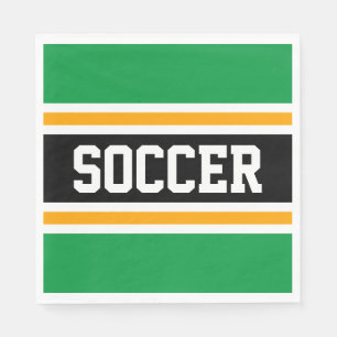 SOCCER Sporty Bright Green Black Yellow Stripes Serviette