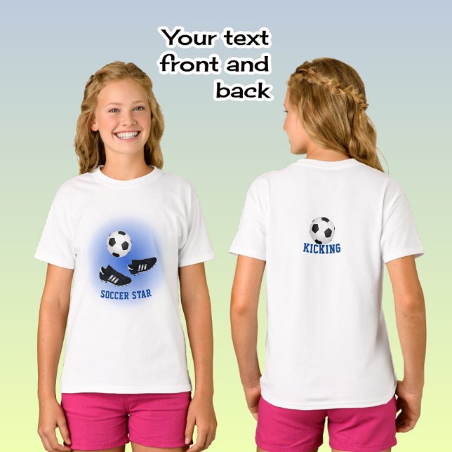Soccer star add name and caption double-sided T-Shirt (Von Creator hochgeladen)