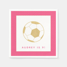 Soccer Star Pink und Gold Personalisiertes Party Serviette