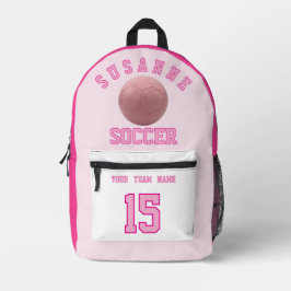 SOCCER Team Name Custom Sports Rose pink Bedruckter Rucksack