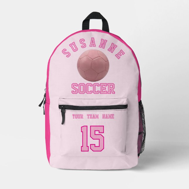 SOCCER Team Name Custom Sports Rose pink Bedruckter Rucksack (Vorderseite)