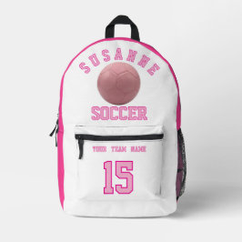 SOCCER Team Name Custom Sports Rose pink Bedruckter Rucksack