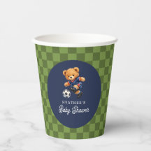 Soccer Teddy Bear Checkboard Baby Shower
