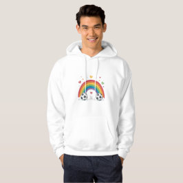 Soccer under the Valentines Rainbow Hoodie