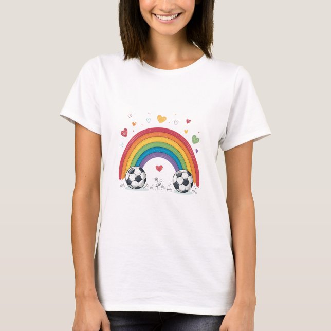 Soccer under the Valentines Rainbow T-Shirt (Vorderseite)