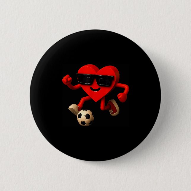 Soccer Valentines Day Cute Funny Heart Boys Girls  Button (Vorderseite)