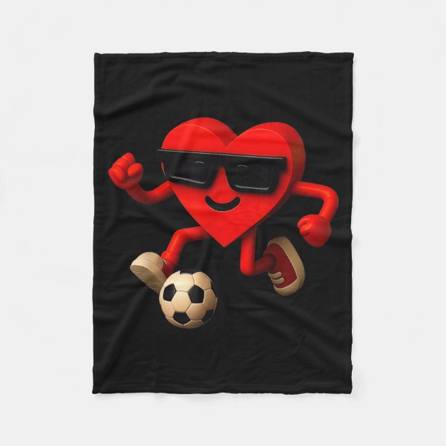 Soccer Valentines Day Cute Funny Heart Boys Girls  Fleecedecke (Vorderseite)