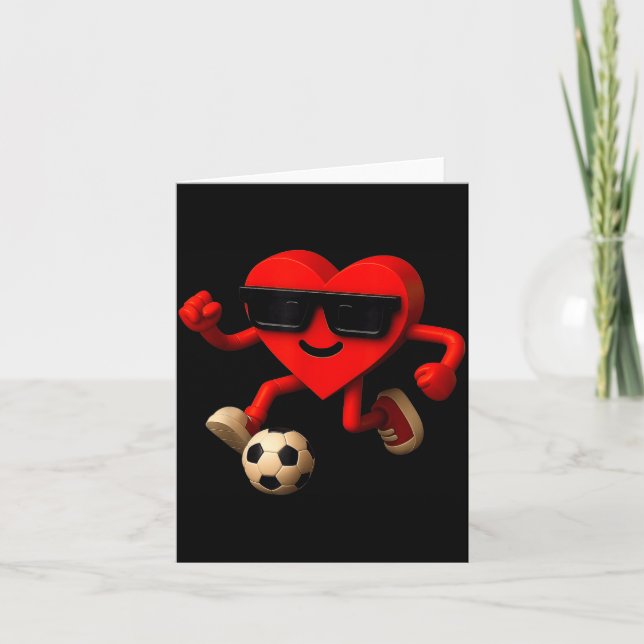 Soccer Valentines Day Cute Funny Heart Boys Girls  Karte (Vorderseite)