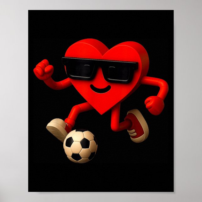 Soccer Valentines Day Cute Funny Heart Boys Girls  Poster (Vorne)