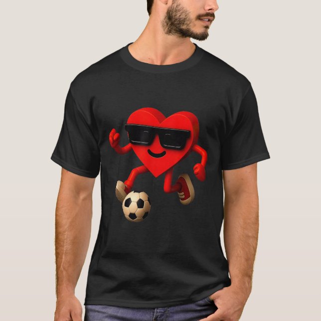 Soccer Valentines Day Cute Funny Heart Boys Girls  T-Shirt (Vorderseite)
