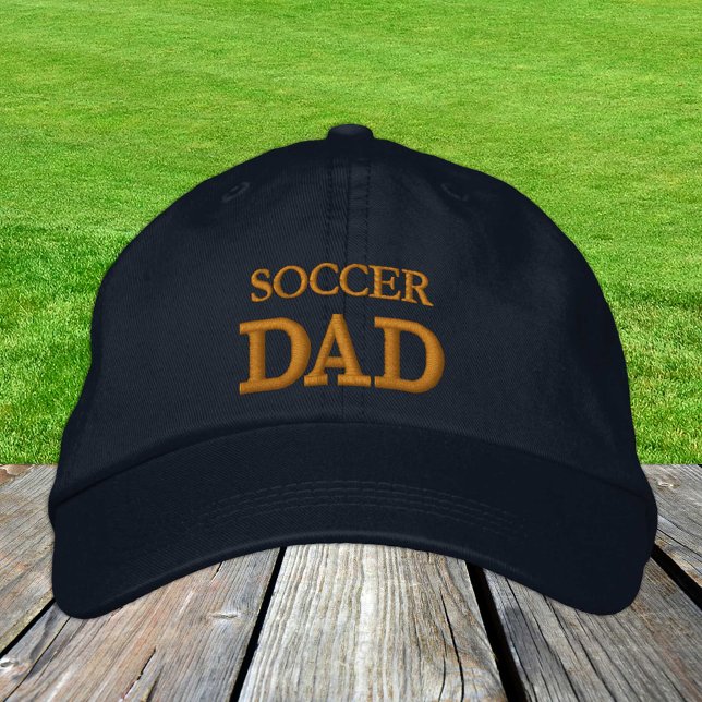 SOCCER VATER bestickt Baseballkappe Gold / Marine Bestickte Baseballkappe (Von Creator hochgeladen)