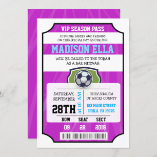 SOCCER VIP TICKET Bat Mitzvah Einladung